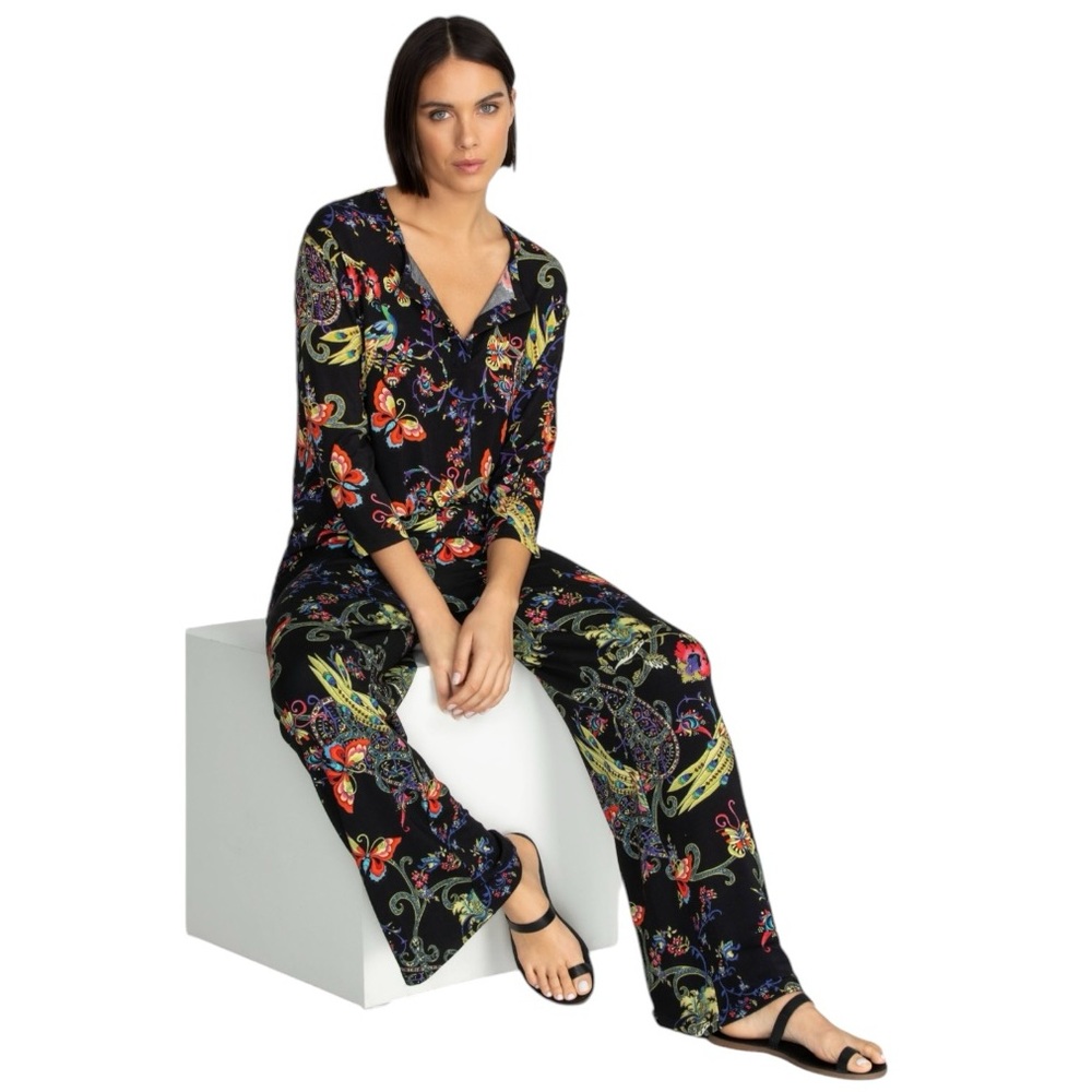 NWT Johnny Was Pottery Wide Leg Pant in Multi Butterfly Floral Print Sz XS - Picture 1 of 16